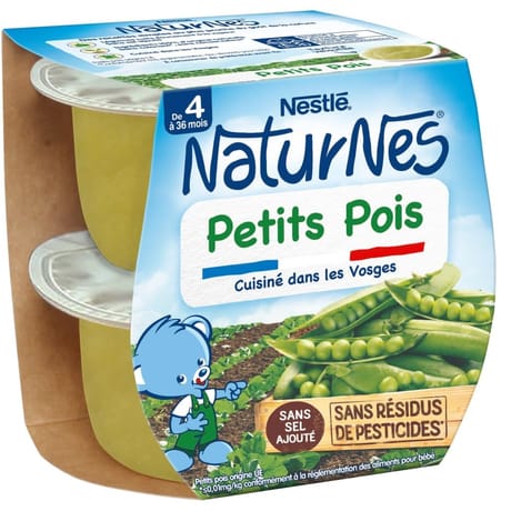 Nestlé naturnes petit pois dès 4/6 mois 2x130g