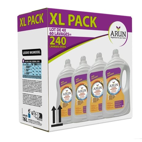 Arun lessive savon de marseille xxl lot de 4 x 60 doses