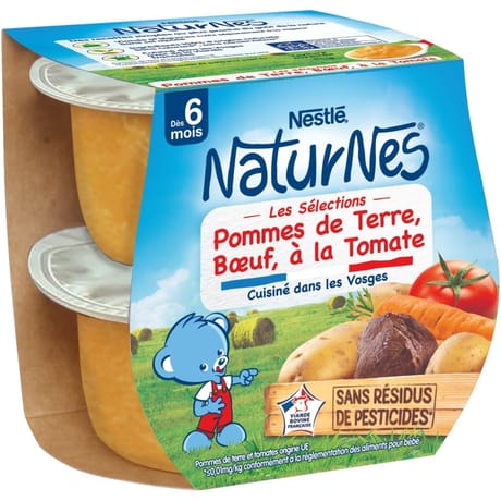 Nestlé naturnes les sélections pomme de terre boeuf tomate dès 6 mois 2x200g