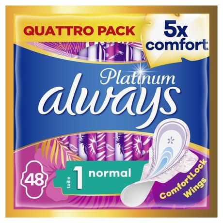Always platinum normal taille 1 serviettes avec ailettes x48