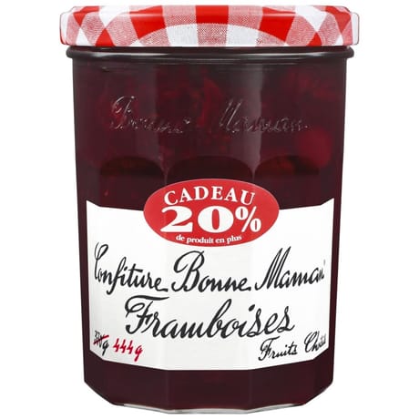 Bonne maman confiture  framboise bocal 370g + 20% offert