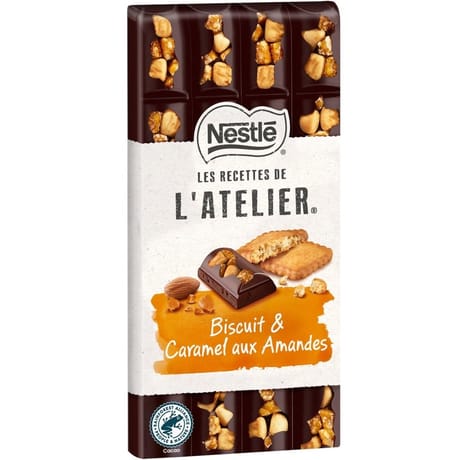 Nestlé recettes de l'atelier choco noir biscuit caramel amandes 170g