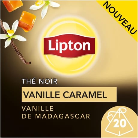 Lipton thé noir à la vanille de madagascar et caramel x20 sachets - 34g