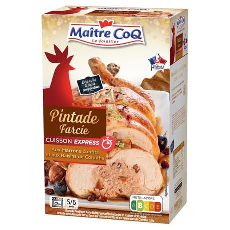 Maître Coq pintade farcie aux marrons et raisins de Corinthe cuisson express