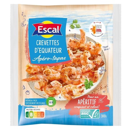 Escal queues de crevettes crues décortiquées 300g