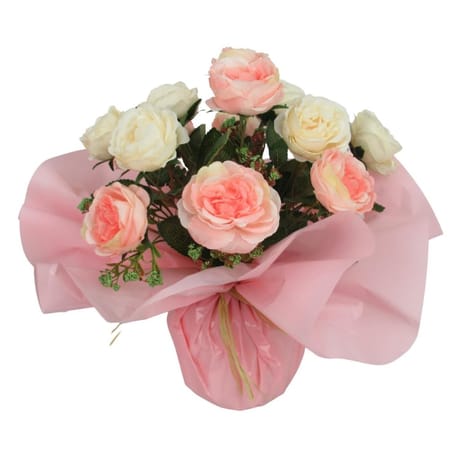 Bouquet bulle artificiel roses anglaises - rose