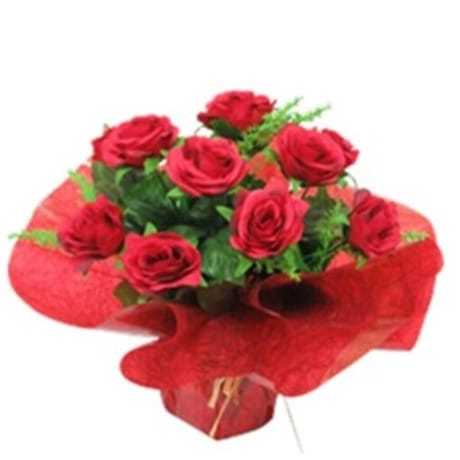 Bouquet bulle artificiel roses x18 - rose