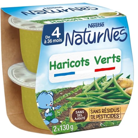 Nestlé naturnes haricots verts dès 4/6 mois 2x130g
