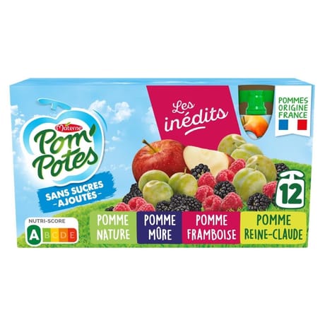 Pom'Potes compotes gourdes multivariétés les inédits 12x90g