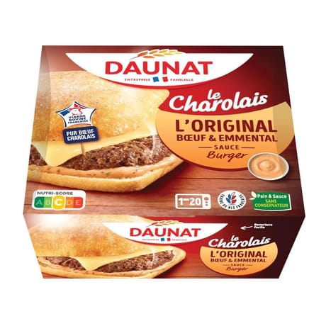 Daunat burger le charolais boeuf emmental VBF 180g