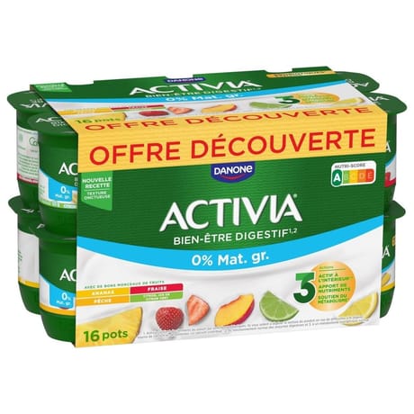 Activia fruits 0% panaché 16x125g offre découverte