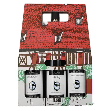 Coffret Maisonnette Alsace Blanc Riesling Pinot Blanc Gewurztraminer 14% Vol.3x75 cl