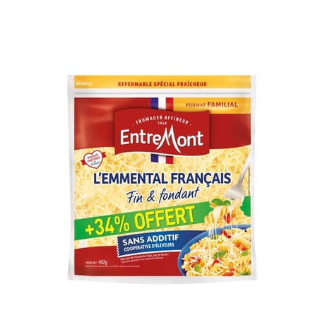 Entremont rapé emmental francais extra fin 300g + 34% offert