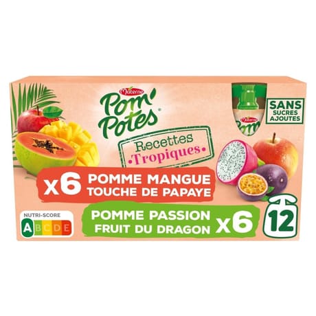 Pom'Potes compotes gourdes recettes du monde tropiques multivariétés 12x90g