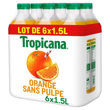 Tropicana 100% orange préssées sans pulpe 6x1.5L