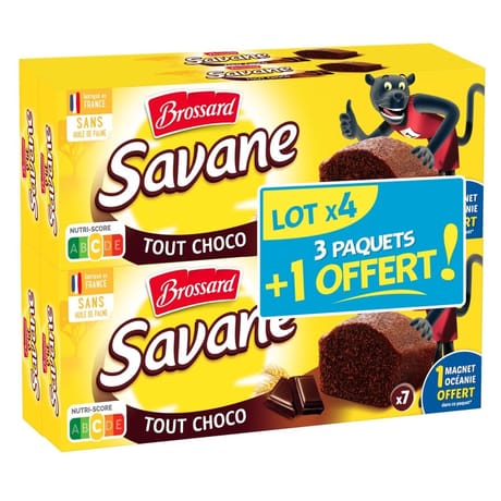Brossard savane tout choco lot de 3 + 1 paquet offert 840g