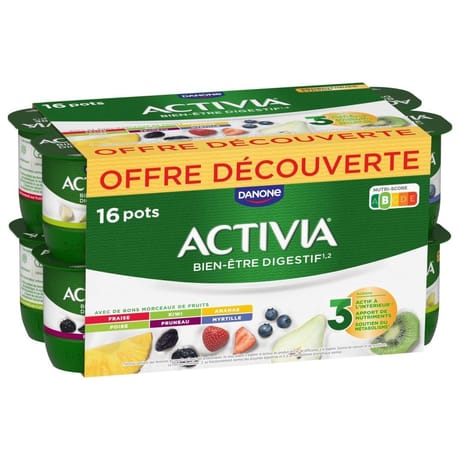 Activia bifidus panaché fruits du verger 16x125g offre découverte