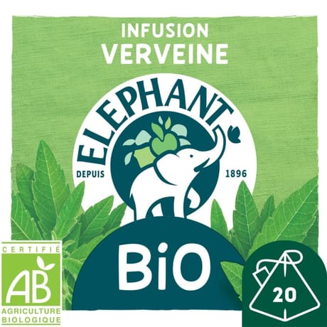Elephant mon infusion bio verveine 20 sachets pyramides 26g