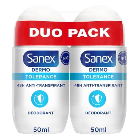 Sanex dermo déodorant antitranspirant bille tolerance 2x50ml