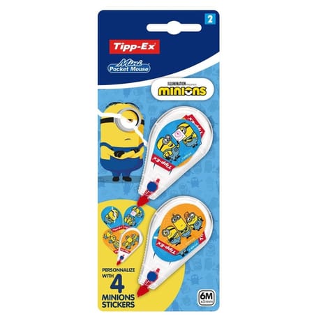 Ruban correcteur mini pocket mouse +2 stickers minin x2 stickers minion x2