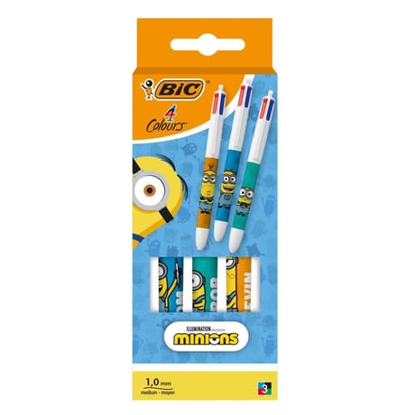 Coffret de 3 stylos 4 couleurs minions x3