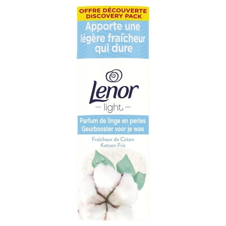 Lenor parfum de linge light léger et en perles fraîcheur de coton 140g