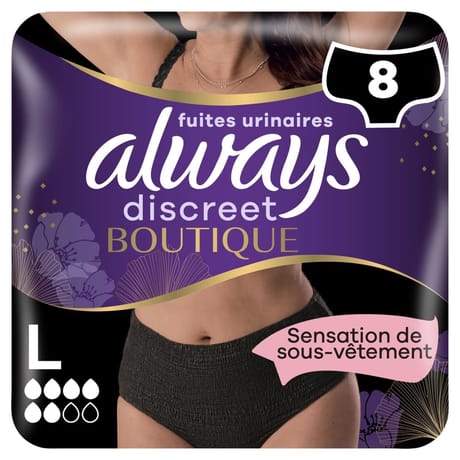 Always discreet incontinence sous-vetements boutique noire l x8