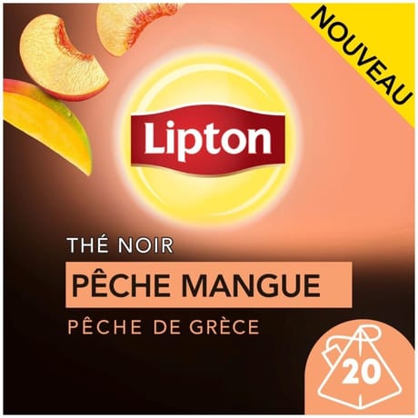Lipton thé noir pêche de grèce et mangue x20sachets -34g