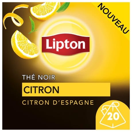 Lipton thé noir au citron, au citon d'espagne x 20 sachets - 34g