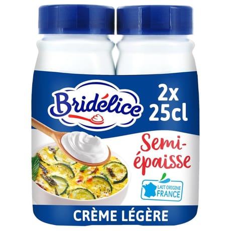 Bridélice crème légère semi-épaisse uht 18% MG bouteille 2 x 25 cl