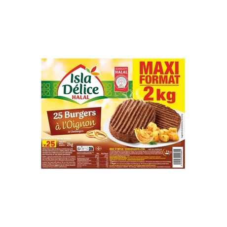 Isla Délice 25 burgers à l'oignon halal maxi format 2kg