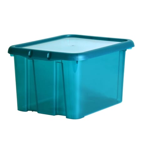 Funny box 30l avec couvercle dim 45x37x24.5 cm bleu canard acidule