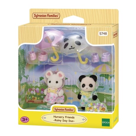 Le duo des bebes en habits de pluie