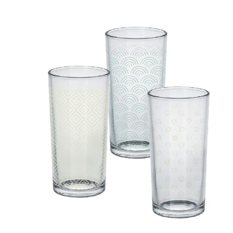 Set 3 gobelets en verre 3 decors asso
