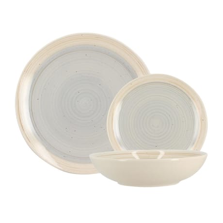 Service 12 pieces nature en gres bleu