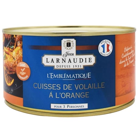 Jean larnaudie cuisses de volaille à l'orange france l'emblematique boite 1240g
