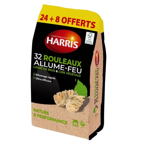 Harris rouleaux allume-feu 100% naturels 24+8 offerts