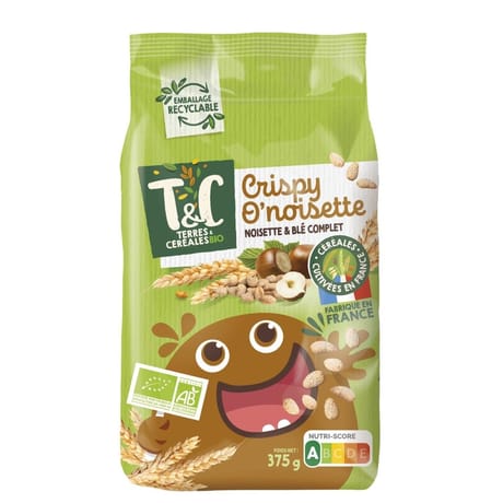 Terres et céréales crispy o'noisettes bio 375g