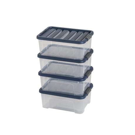 Lot 4 boites de rangement wave box s 10l bleu