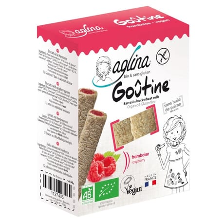 Aglina goûtine framboise bio sans gluten végan 125g