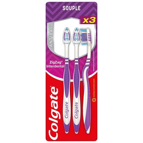 Colgate zigzag brosse à dents interdentaire souple x3