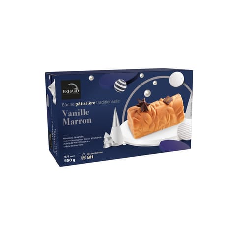 Erhard bûche pâtissière traditionnelle vanille marron 6/8 parts 550g