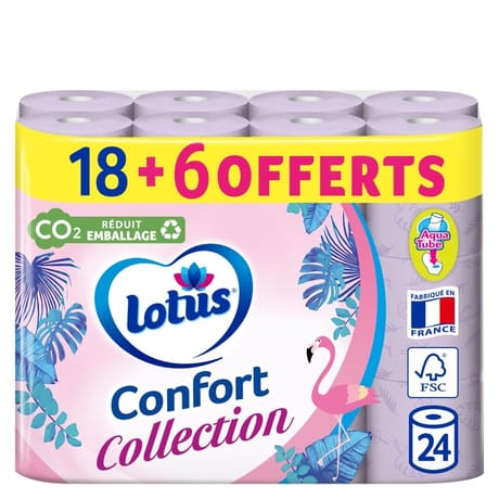 Lotus collection aquatube blanc 18 rouleaux + 6 offerts