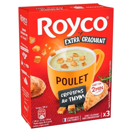 Royco soupe supreme de poulet croutons au thym 3 sachets