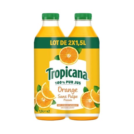 Tropicana pure premium orange sans pulpe 2x1.5l