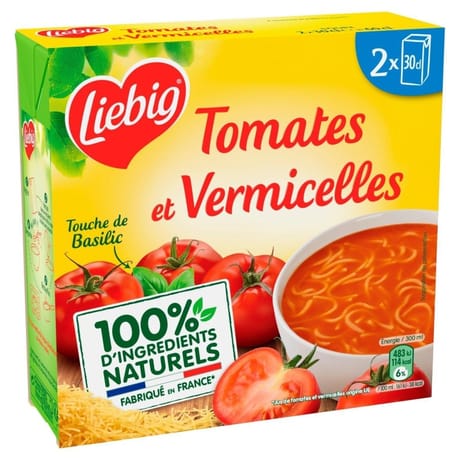 Liebig soupes tomates a la mediterraneenne et pates 2x30 cl