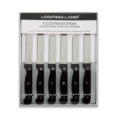 Coffret 6 couteaux steak noir 3 rivets
