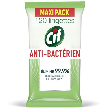 Cif lingettes nettoyantes anti-bactérien multi-usages x120