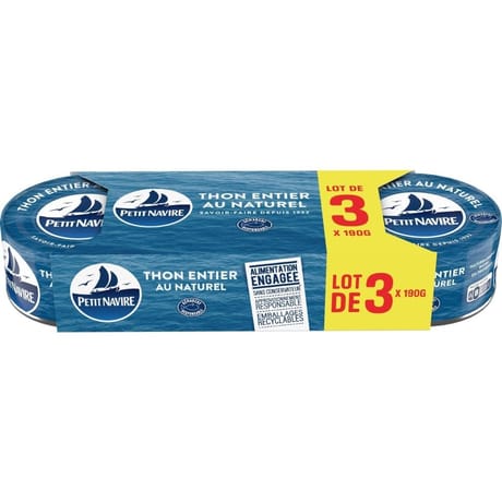 Petit navire thon naturel démarche responsable lot 3x140g 420g