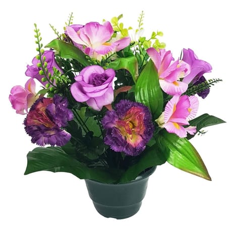 Iris oeillet artificiels rose en pot (violet)